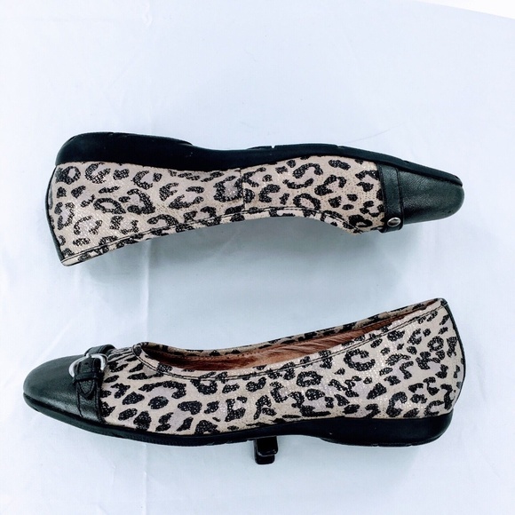 Abeo BIO Flats Womens Tan Metallic Leopard Print Cap Toe Buckle Ballet Shoe 9N - Picture 5 of 12